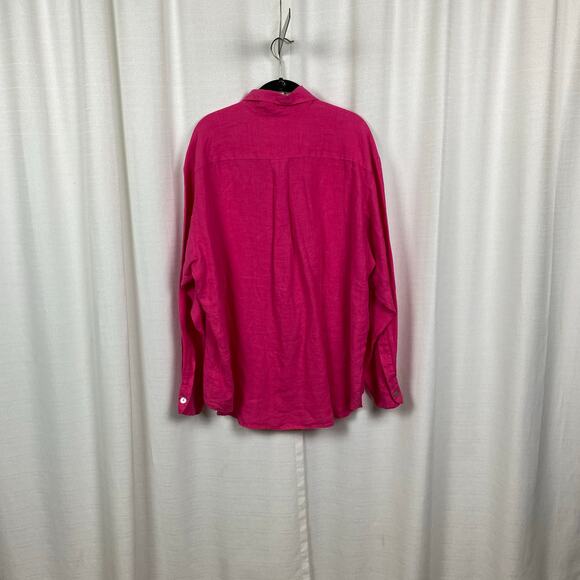 Bryn Walker Hot Pink Linen Button Up Shirt Sz.XL - Picture 8 of 12